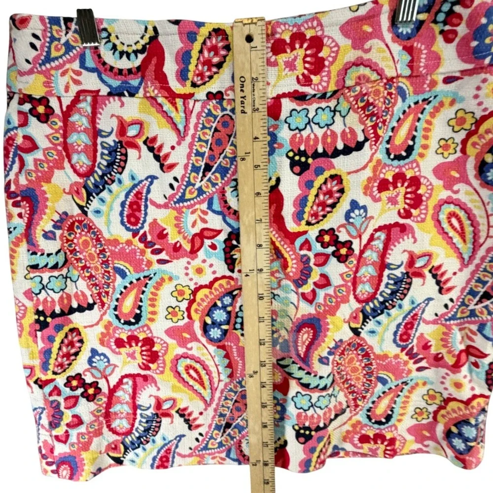 Talbots Pencil Skirt Women 12 Persian Pink Multicolor Floral Paisley Preppy Boho - Picture 8 of 13